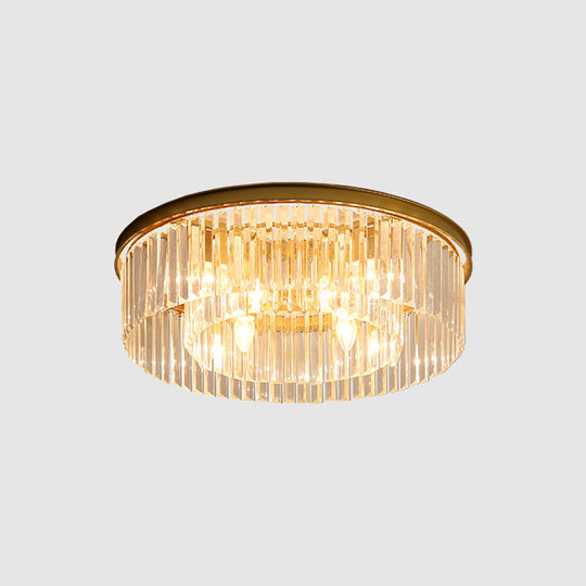 Modern Prismatic Crystal Flush Mount Ceiling Light for Living Room