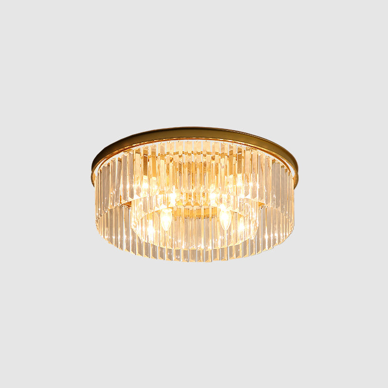 Modern Prismatic Crystal Flush Mount Ceiling Light for Living Room