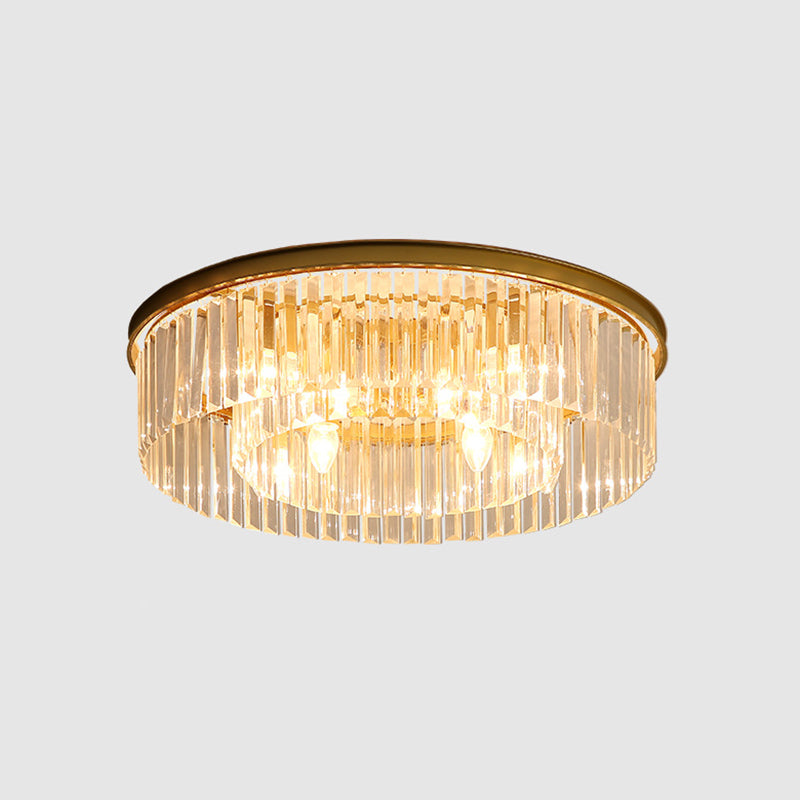 Modern Prismatic Crystal Flush Mount Ceiling Light for Living Room