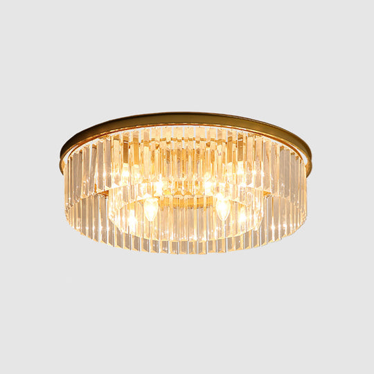 Modern Prismatic Crystal Flush Mount Ceiling Light for Living Room