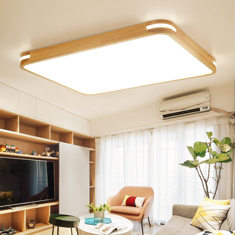 Contemporary Wood LED Flush Mount Lamp (23.5"/31.5"/37.5") - White/Warm/Natural Light, Acrylic Diffuser - Beige