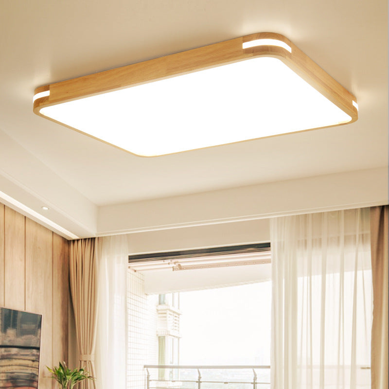 Contemporary Wood Led Flush Mount Lamp (23.5/31.5/37.5) - White/Warm/Natural Light Acrylic Diffuser