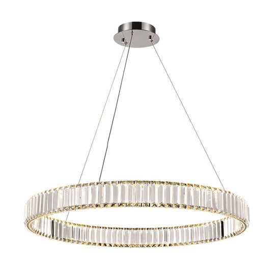 Modern Led Circle Chandelier Pendant Light With Clear Crystals For Living Room Silver / 1 Tier 15.5