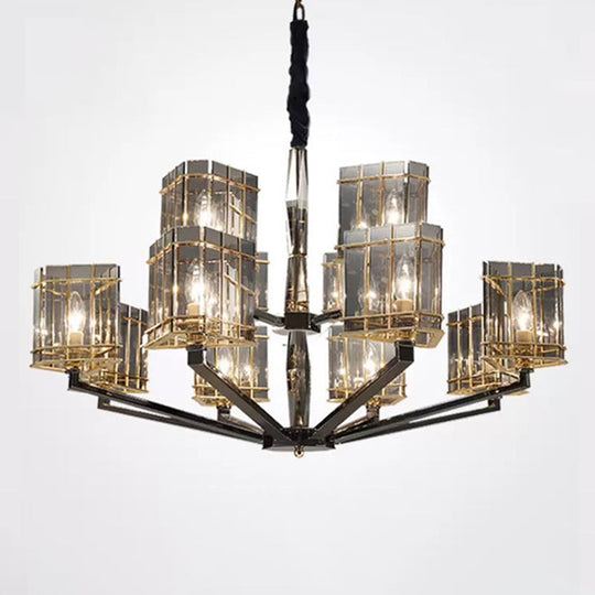 Sleek Smoked Glass Triangle Chandelier: Contemporary Black Pendant Light For Living Room 12 /