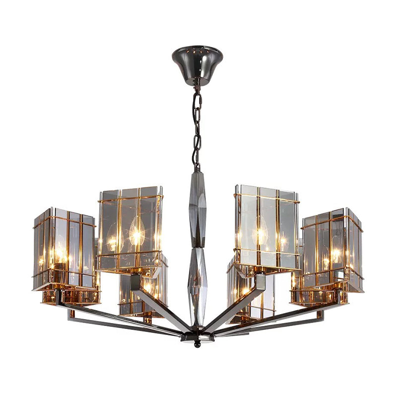 Black Smoked Glass Triangle Chandelier Light for Simplicity and Elegance in Living Room - Pendant Light Fixture