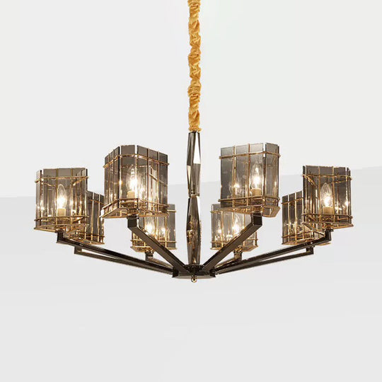 Sleek Smoked Glass Triangle Chandelier: Contemporary Black Pendant Light For Living Room