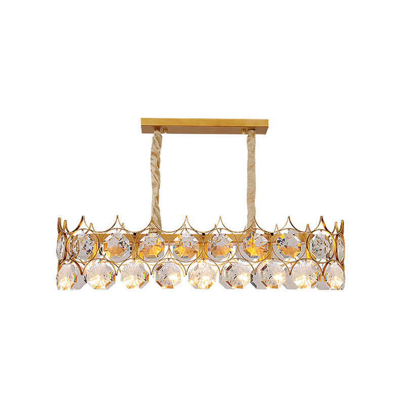 Modern Gold Geometric Crystal Chandelier Pendant Light / Small Rectangle