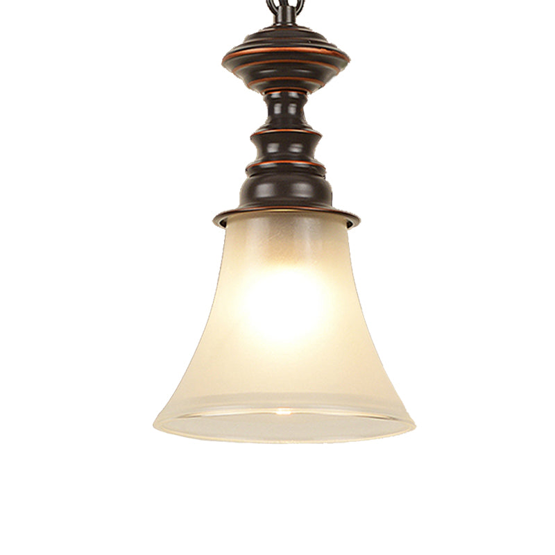 Traditional Red Brown Bell Pendant Ceiling Light With Frosted Glass - Perfect Hanging Lamp For