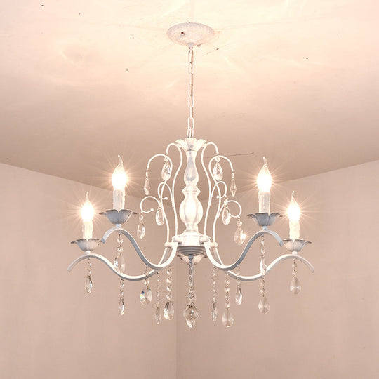 Metallic Candelabra Chandelier With Crystal Decoration - Traditional Hanging Pendant Light