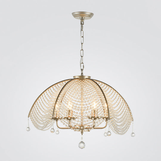 Rustic Kitchen Hanging Lamp With Crystal Accents - Candle Metal Chandelier