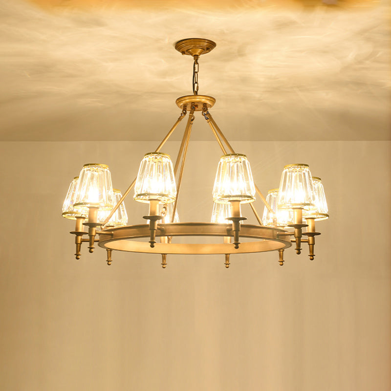 Classic Cone Crystal Prism Chandelier For Living Room Ceiling