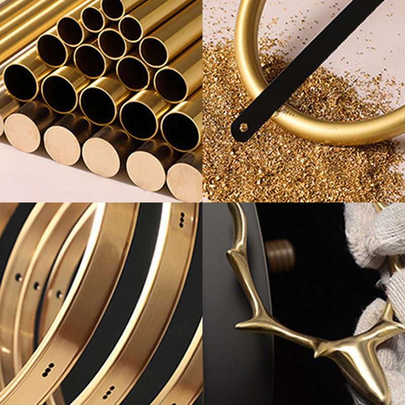 Gold Flush Mount Chandelier - Traditional Ivory Glass Bowl Ceiling Light With Crystal Decor 4 Lights