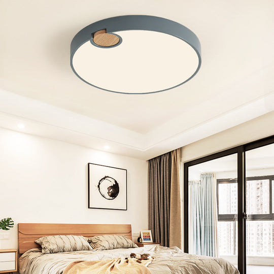 Nordic Acrylic Grey LED Flush Mount Lamp with White/Warm/Natural Light for Bedroom - Available in Multiple Sizes