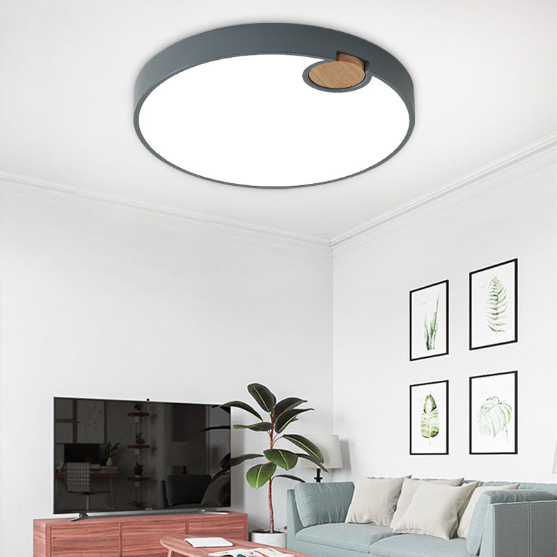 Nordic Acrylic Grey LED Flush Mount Lamp with White/Warm/Natural Light for Bedroom - Available in Multiple Sizes