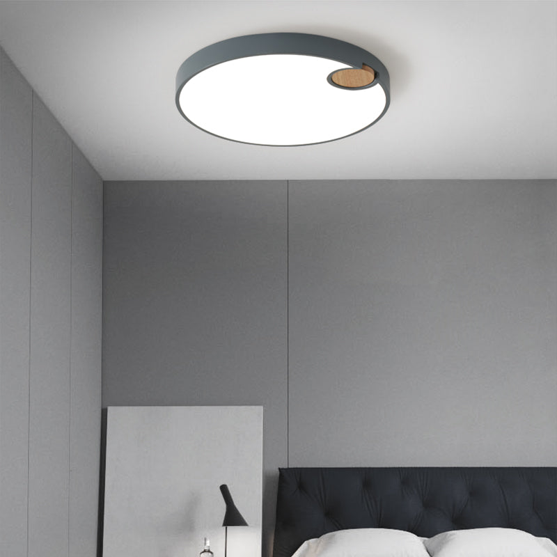 Nordic Acrylic Grey LED Flush Mount Lamp with White/Warm/Natural Light for Bedroom - Available in Multiple Sizes