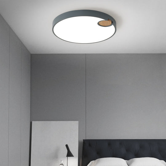 Nordic Acrylic Grey LED Flush Mount Lamp with White/Warm/Natural Light for Bedroom - Available in Multiple Sizes