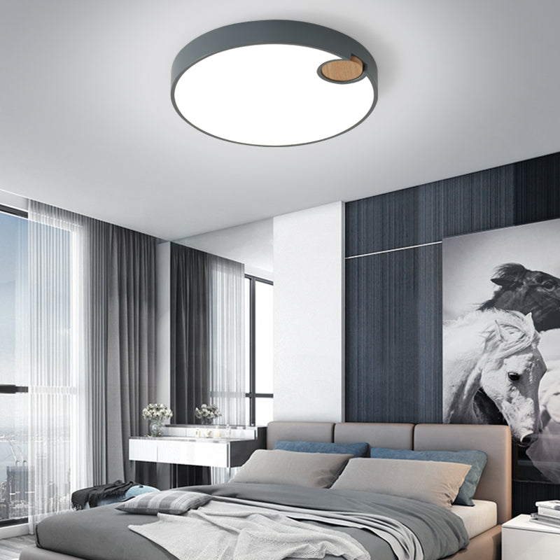Nordic Acrylic Grey LED Flush Mount Lamp with White/Warm/Natural Light for Bedroom - Available in Multiple Sizes