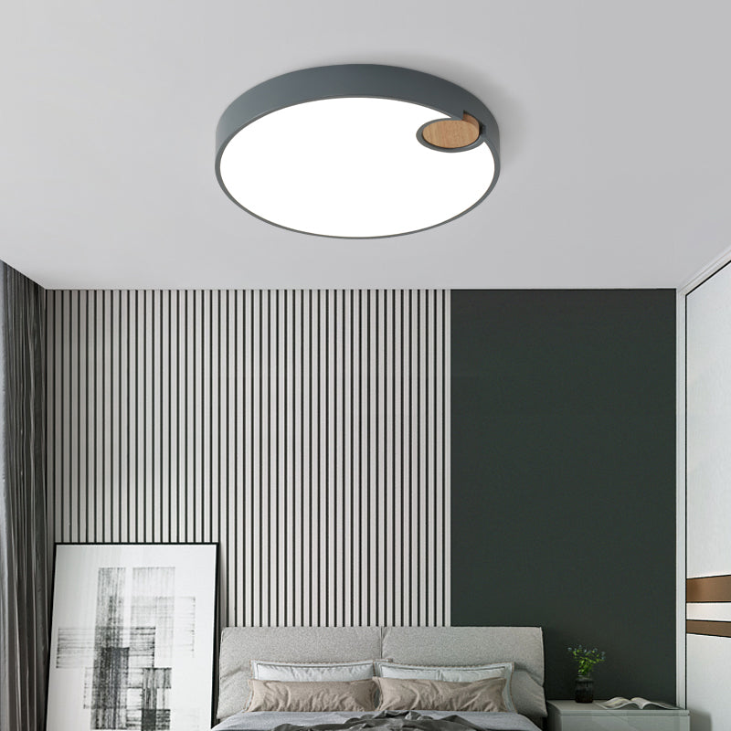 Nordic Acrylic Grey LED Flush Mount Lamp with White/Warm/Natural Light for Bedroom - Available in Multiple Sizes
