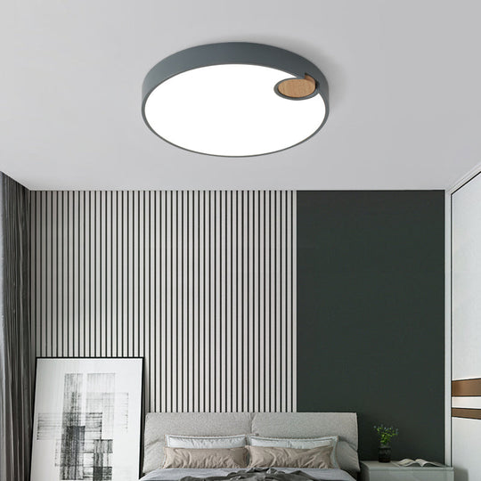 Nordic Acrylic Grey LED Flush Mount Lamp with White/Warm/Natural Light for Bedroom - Available in Multiple Sizes