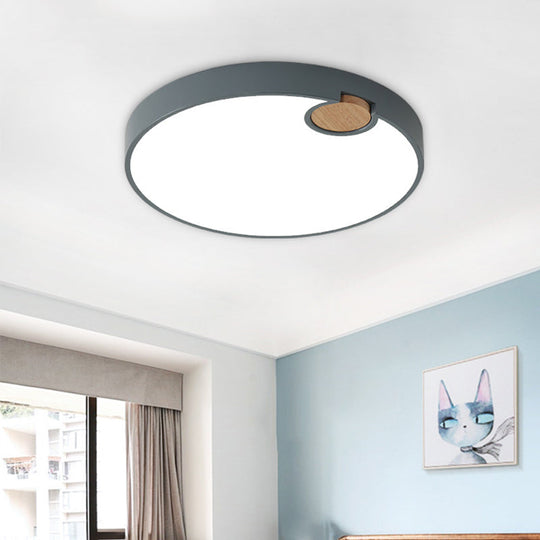 Nordic Acrylic Grey LED Flush Mount Lamp with White/Warm/Natural Light for Bedroom - Available in Multiple Sizes