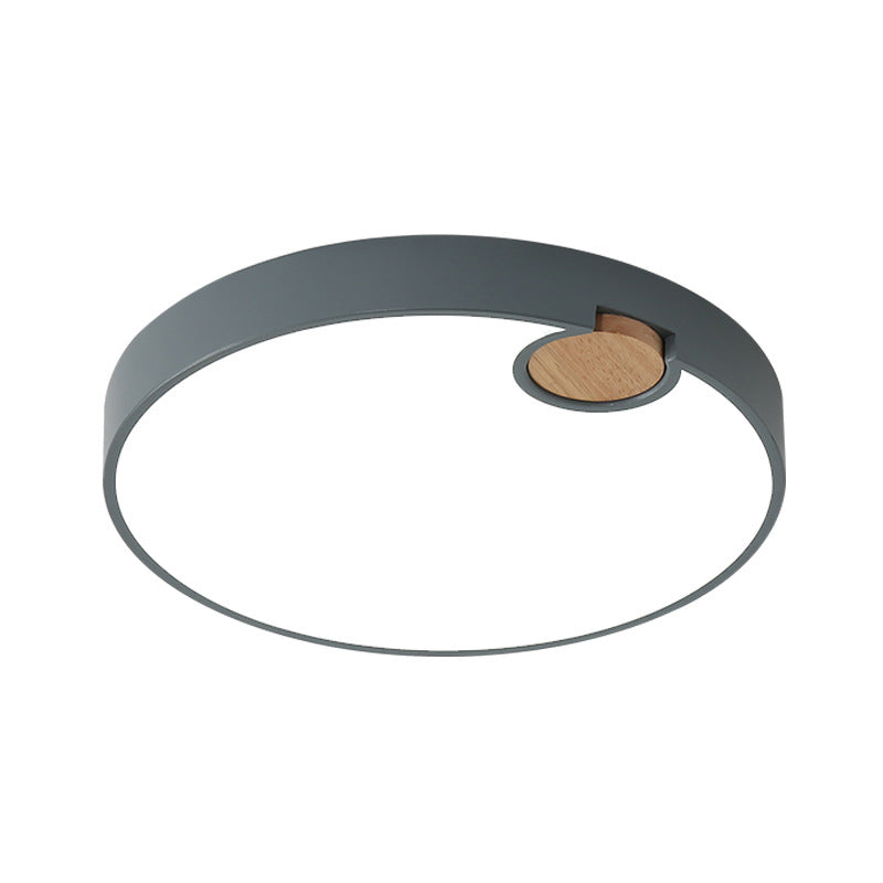 Nordic Acrylic Grey LED Flush Mount Lamp with White/Warm/Natural Light for Bedroom - Available in Multiple Sizes