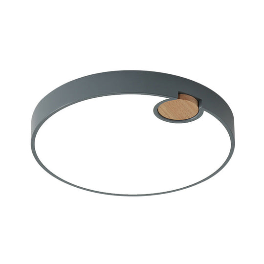 Nordic Acrylic Grey LED Flush Mount Lamp with White/Warm/Natural Light for Bedroom - Available in Multiple Sizes