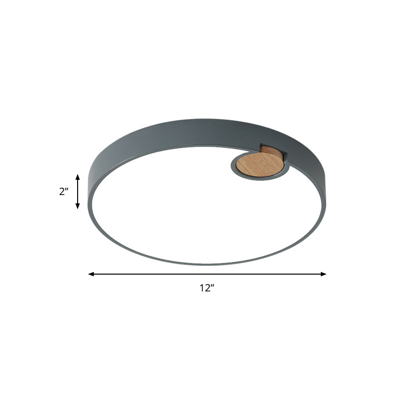 Nordic Acrylic Grey LED Flush Mount Lamp with White/Warm/Natural Light for Bedroom - Available in Multiple Sizes