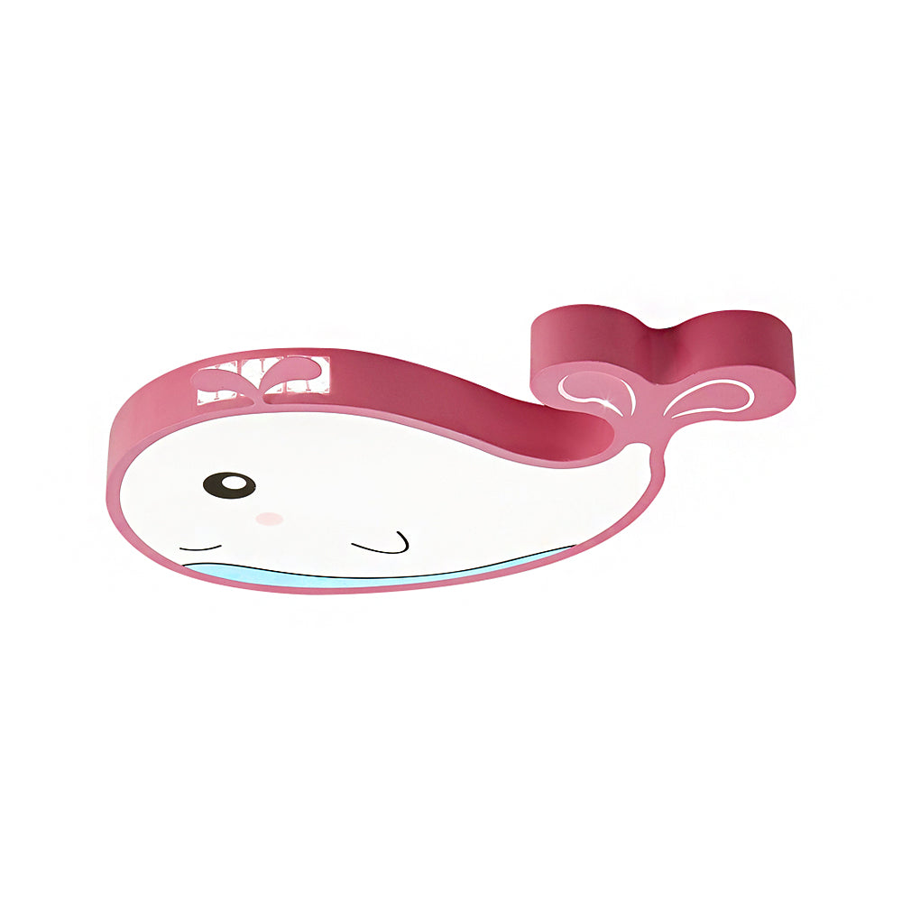 Whale Flush Mount Led Light For Kids Bedroom In Blue/Pink