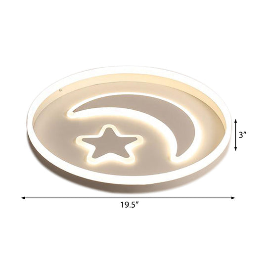 Cartoon Style Round Acrylic Ceiling Mount LED Lamp in Warm/White Light for Bedroom - Black/White Flush Mount Light