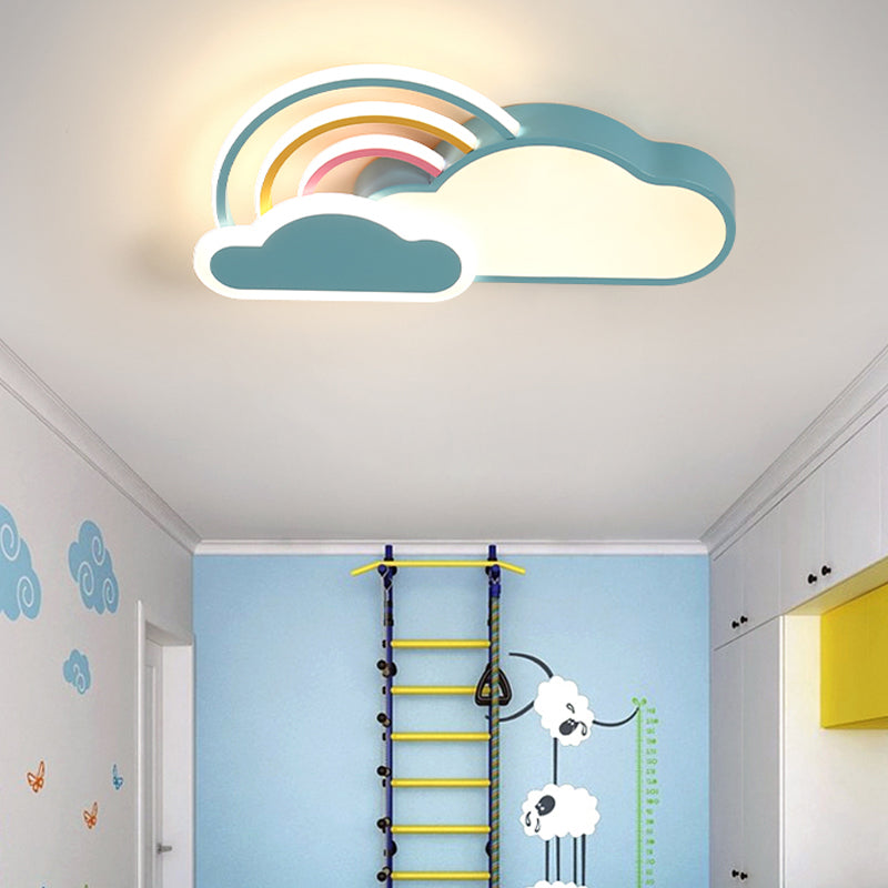 Kids Acrylic LED Blue Ceiling Mounted Light - 19.5"/25.5" Wide Cloud Design Flush Mount Lighting for Bedroom