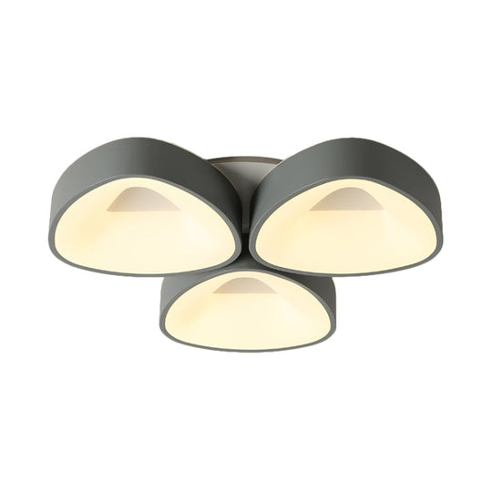 Coconut Shell Flush Light Fixture - Grey Nordic Ceiling Lamp (3/5 lights) in White/Warm/Natural Light
