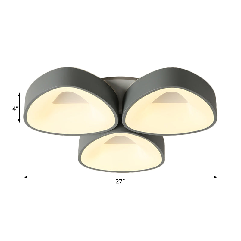 Coconut Shell Flush Light Fixture - Grey Nordic Ceiling Lamp (3/5 lights) in White/Warm/Natural Light