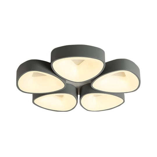 Coconut Shell Flush Light Fixture - Grey Nordic Ceiling Lamp (3/5 lights) in White/Warm/Natural Light