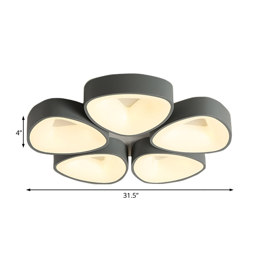 Coconut Shell Flush Light Fixture - Grey Nordic Ceiling Lamp (3/5 lights) in White/Warm/Natural Light