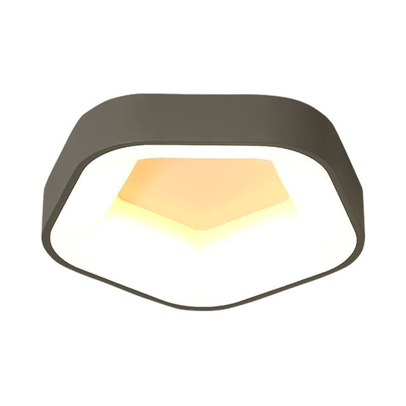 Acrylic Pentagon Flushmount Ceiling LED Light - Nordic Grey with White/Warm/Natural Lighting