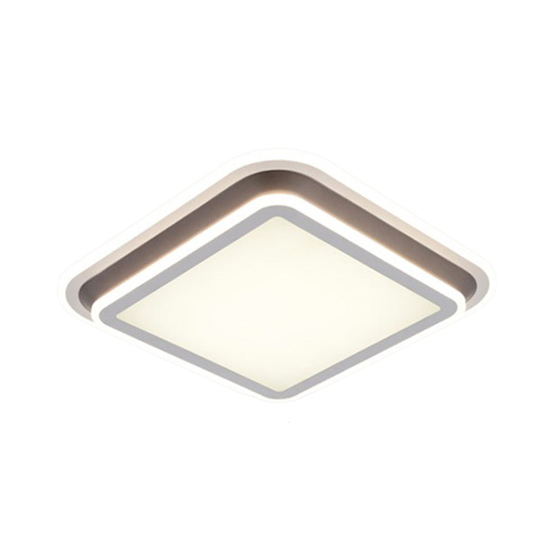 LED Living Room Flush Mount Ceiling Light with Square/Rectangular Acrylic Shade in Warm/White Light - White