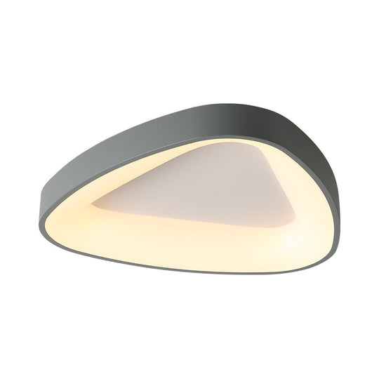 Nordic LED Grey Triangle Ceiling Fixture in White/Warm/Natural Light, Flush Mount, Acrylic Shade