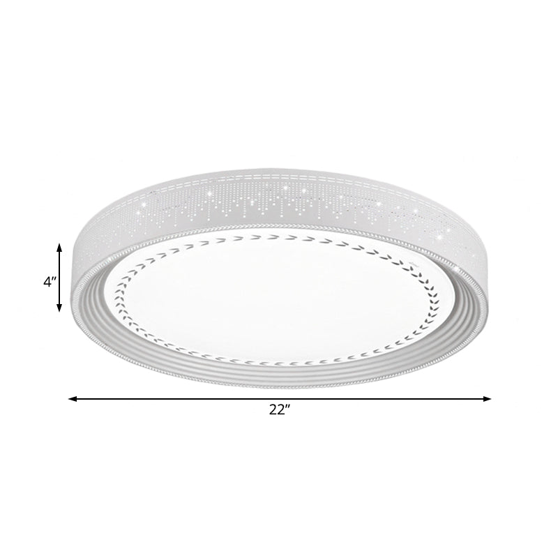 Modern LED Ceiling Light with Meteor Shower Design Acrylic Shade, White Round Flush Mount, Various Sizes (18"/22"/30" Dia)