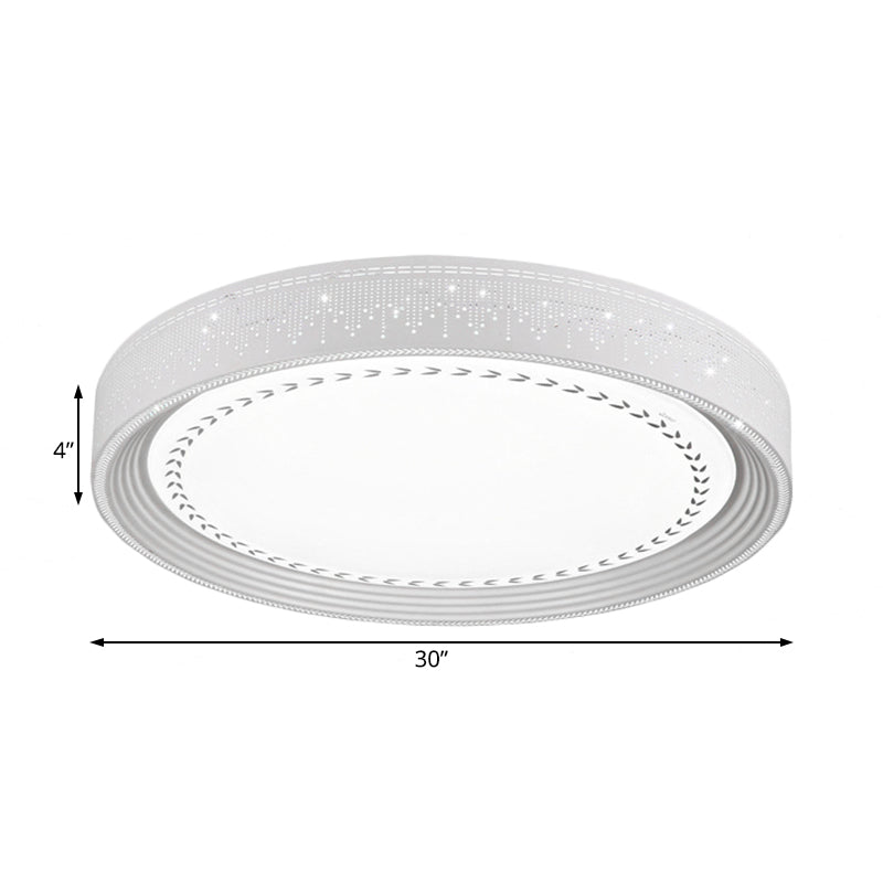 Modern LED Ceiling Light with Meteor Shower Design Acrylic Shade, White Round Flush Mount, Various Sizes (18"/22"/30" Dia)