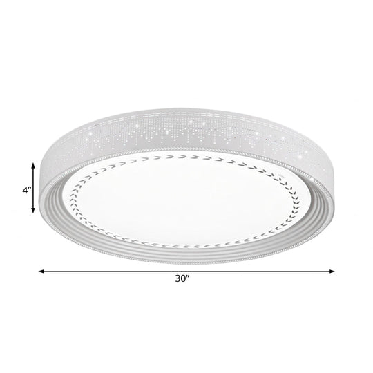 Modern LED Ceiling Light with Meteor Shower Design Acrylic Shade, White Round Flush Mount, Various Sizes (18"/22"/30" Dia)