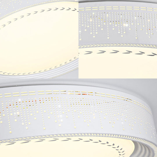 Modern LED Ceiling Light with Meteor Shower Design Acrylic Shade, White Round Flush Mount, Various Sizes (18"/22"/30" Dia)