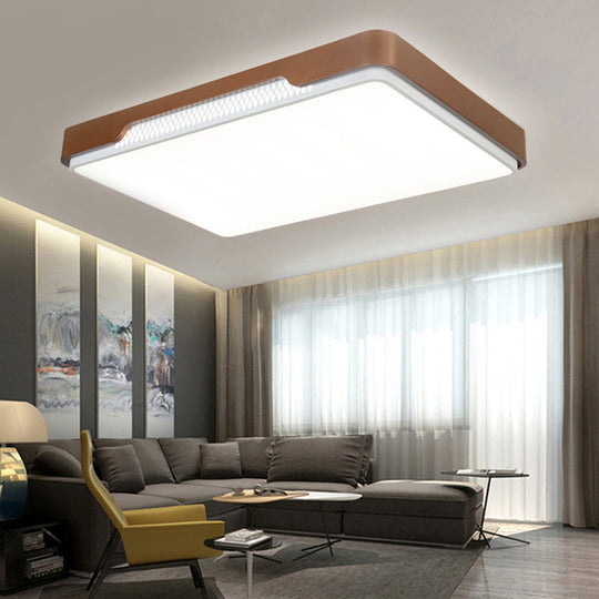 Modern Acrylic Flush Mount Light Fixture - Brown Rectangular 20.5/36.5/45 Warm/White