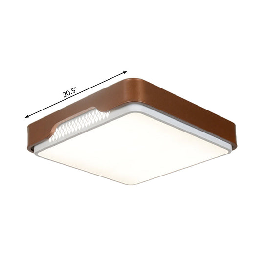 Modern Acrylic Flush Mount Light Fixture - Brown Rectangular 20.5/36.5/45 Warm/White