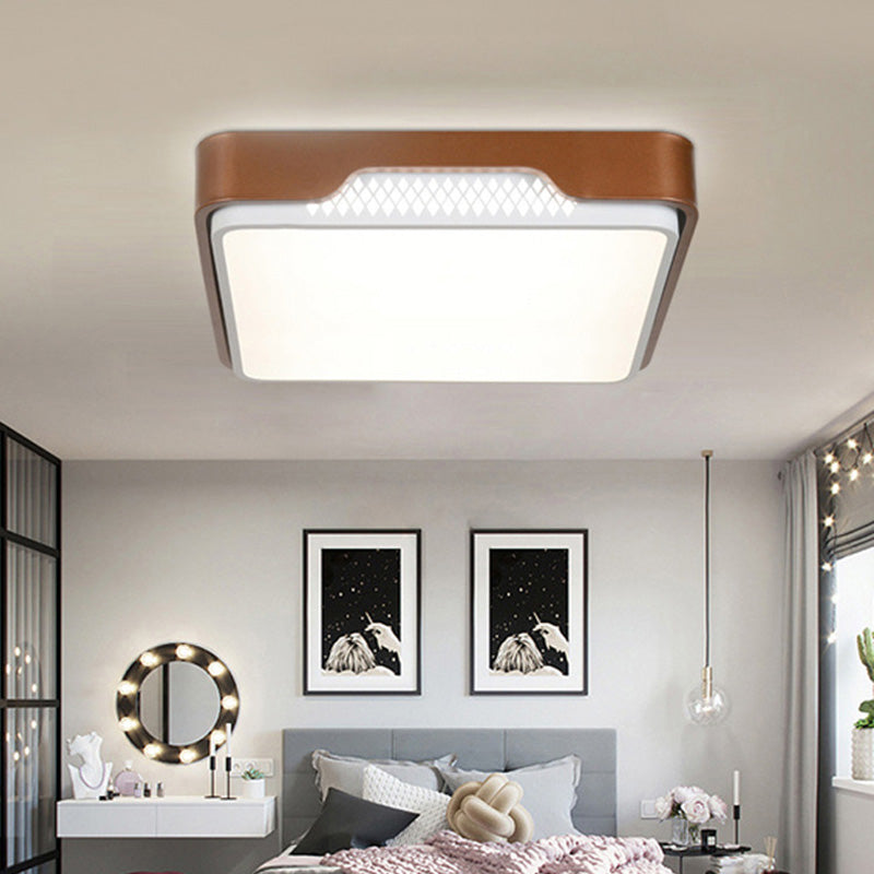 Modern Acrylic Flush Mount Light Fixture - Brown, Rectangular, 20.5"/36.5"/45", Warm/White Light