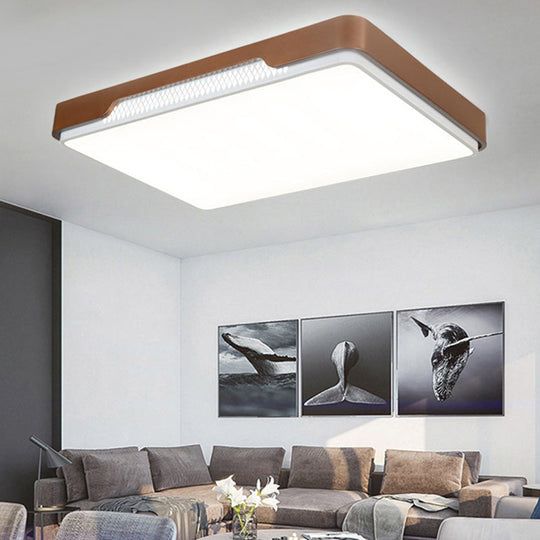 Modern Acrylic Flush Mount Light Fixture - Brown, Rectangular, 20.5"/36.5"/45", Warm/White Light