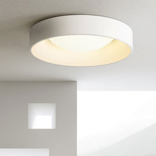 Nordic Acrylic Drum Ceiling Light: Grey/White 18/23.5 Dia Led Flush Mount