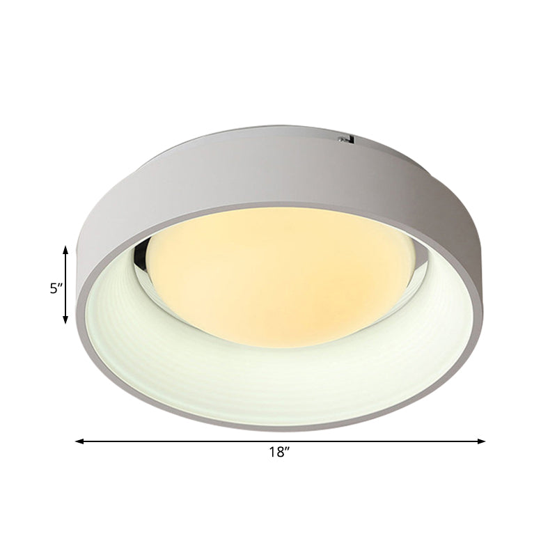 Nordic Acrylic Drum Ceiling Light: Grey/White 18"/23.5" Dia LED Flush Mount