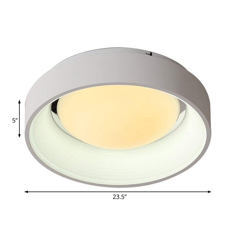 Nordic Acrylic Drum Ceiling Light: Grey/White 18"/23.5" Dia LED Flush Mount