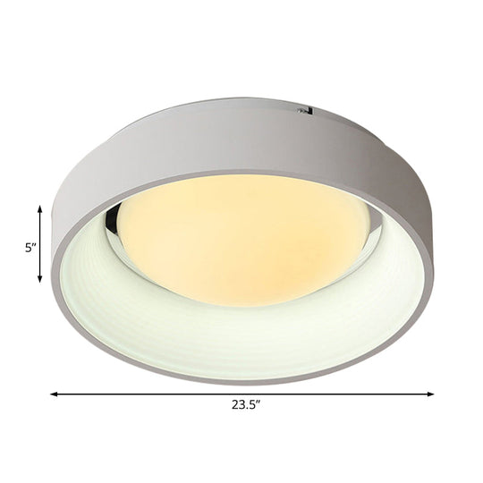 Nordic Acrylic Drum Ceiling Light: Grey/White 18"/23.5" Dia LED Flush Mount