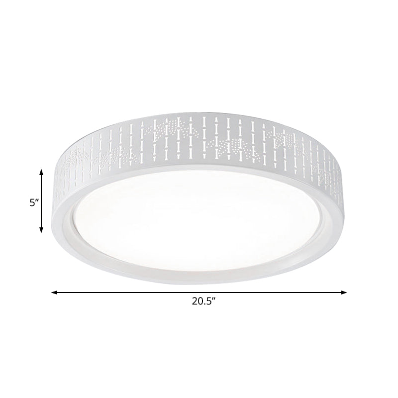 Simplicity LED Flush Mount Lamp with White Ringed Acrylic Shade - 16.5"/20.5"/31" Dia
